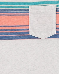 Kid Striped Front-Pocket Tank-Grey