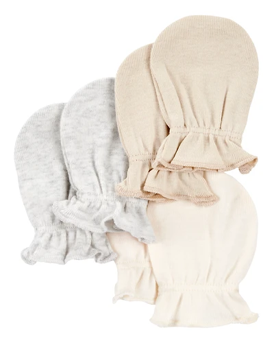 Baby 3-Pack Mitts - Ivory/Heather