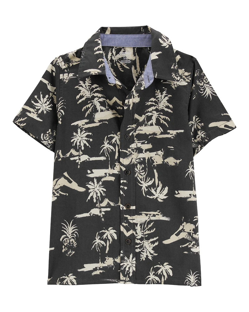 Boys Short-Sleeve Tropical Button-Front Shirt