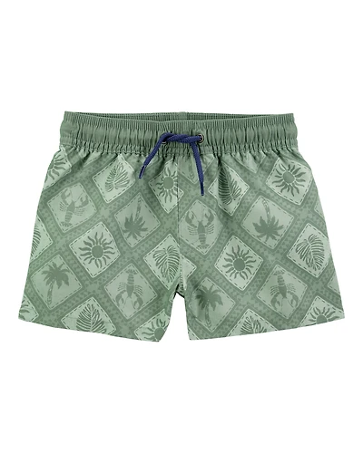 Toddler Boy Geometric Swim Trunks - Green