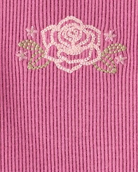Baby Girl Flower Cotton Short-Sleeve Top - Pink