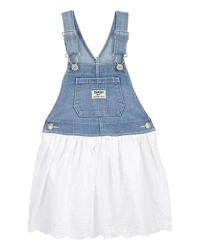 Toddler Stretch Denim Eyelet Jumper Dress