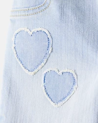 Baby Embroidered Stretch Denim Wide Leg Jeans - Cowboy Wash