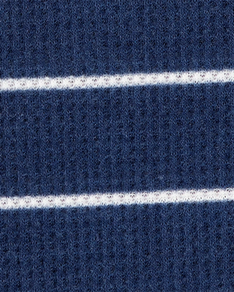 Toddler Boy Striped Loose Fit Waffle Knit 2-Piece Pajamas - Navy