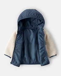 Baby Boy Color Block Hooded Zip-Up Jacket - Khaki/Navy