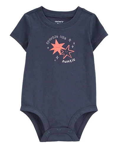 Baby Sparkle Like Auntie Short-Sleeve Bodysuit - Gray