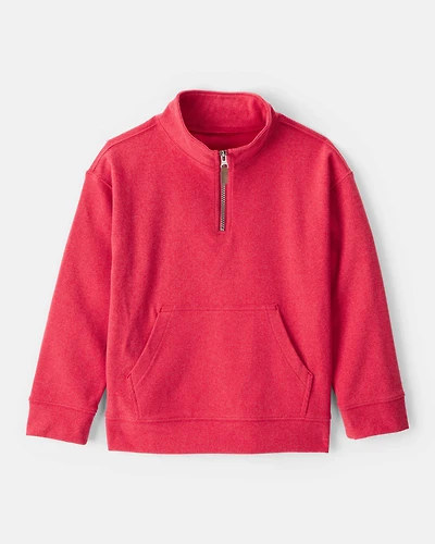 Boys Long-Sleeve Quarter-Zip Pullover Sweatshirt - Red