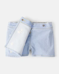 Baby Girl Embroidered Denim Skort - Blue