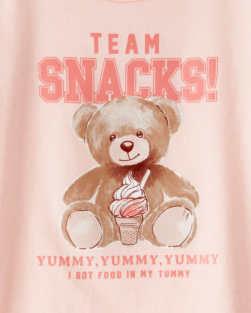 Toddler Girl Team Snacks Bear Short-Sleeve Graphic Tee - Pink
