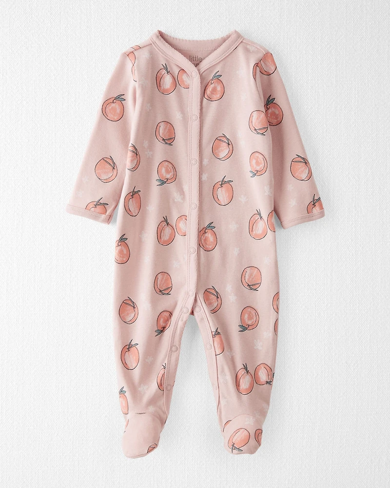 Baby Organic Cotton Sleep & Play Pajamas Peach Print