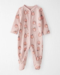Baby Organic Cotton Sleep & Play Pajamas Peach Print