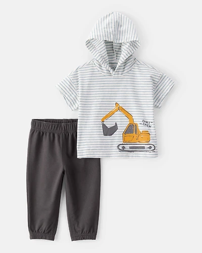 Baby 2-Piece Construction Striped Hooded Tee & Jogger Set