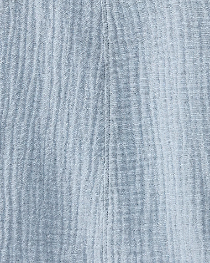 Toddler Organic Cotton Gauze Shortall Blue