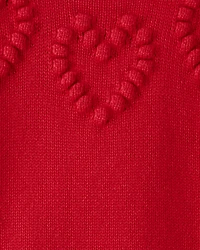 Toddler Girl Heart Long-Sleeve Sweater - Red