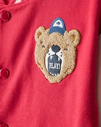 Toddler Boy Bear Long-Sleeve Varsity Fashion Jacket - Red