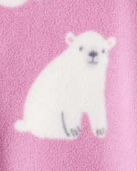 Baby Girl Polar Bear Print Loose Fit Long-Sleeve Sleep & Play Pajamas - Pink