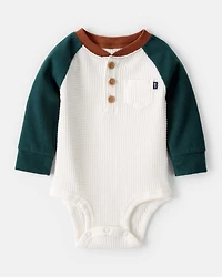 Baby Boy Color Block Long-Sleeve Henley Bodysuit