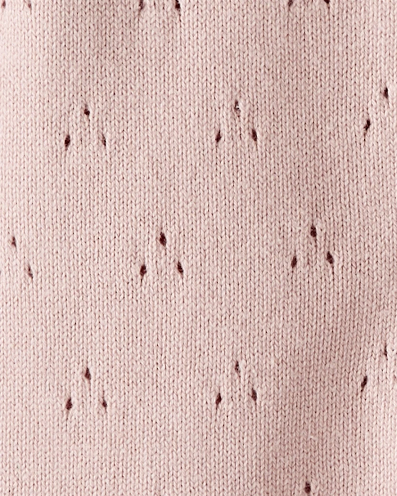 Baby Girl Organic Cotton Sweater Knit Pointelle Jumpsuit - Pink