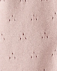 Baby Girl Organic Cotton Sweater Knit Pointelle Jumpsuit - Pink