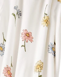 Baby Girl Floral Print 2-Way Zip PurelySoft Sleep & Play Pajamas - Ivory
