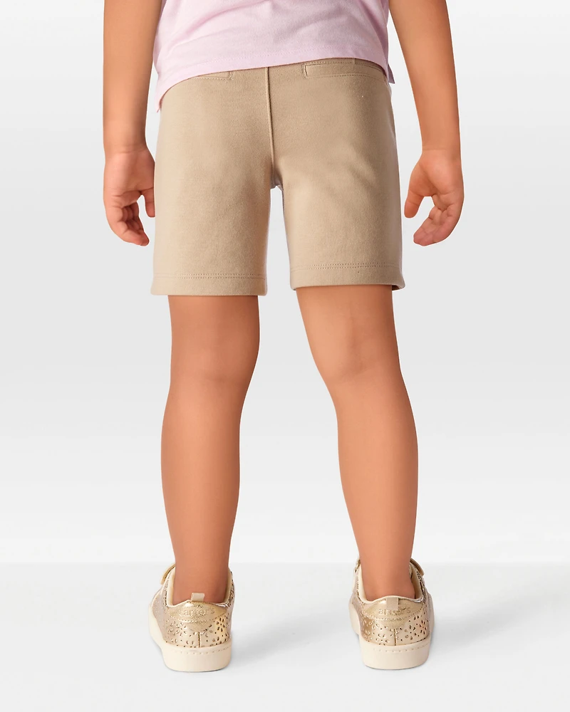 Toddler Ponte Knit Uniform Shorts - Khaki