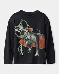 Kid Vampire Dinosaur Long-Sleeve Graphic Tee - Black