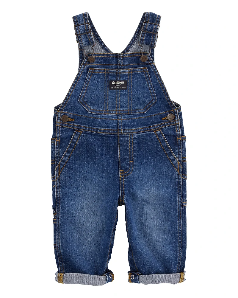 Baby Neutral Stretch Denim Classic Overalls - Dark Wash