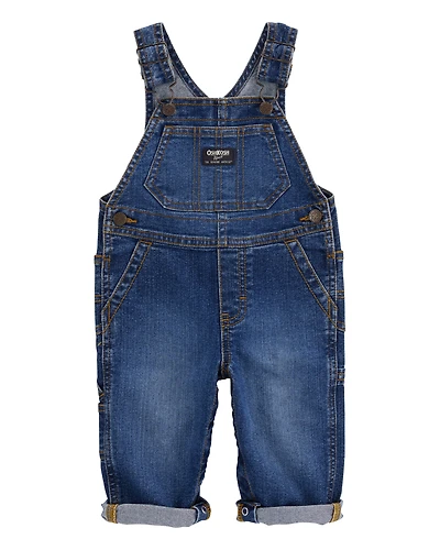 Baby Neutral Stretch Denim Classic Overalls - Dark Wash