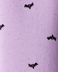 Kid Cotton Halloween Bat Stretch Leggings - Purple