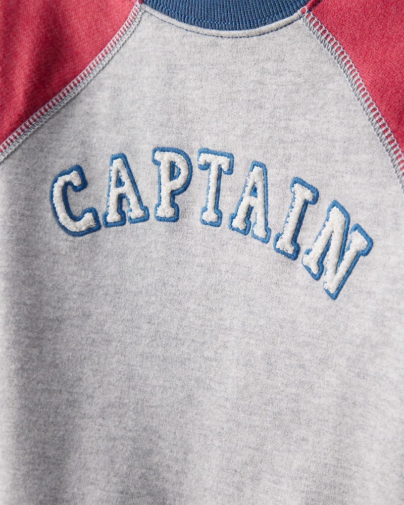 Baby Boy French Terry Long-Sleeve Pullover Sweatshirt - Grey/Red