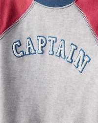 Baby Boy French Terry Long-Sleeve Pullover Sweatshirt - Grey/Red