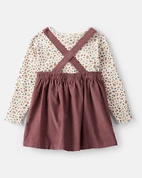 Toddler Girl 2-Piece Floral Corduroy Jumper - Brown