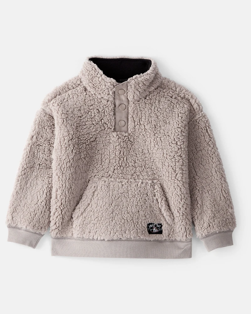 Toddler Boy Sherpa Pullover Sweatshirt - Brown