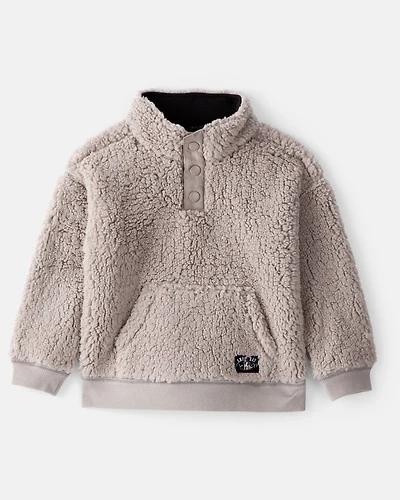 Toddler Boy Sherpa Pullover Sweatshirt - Brown