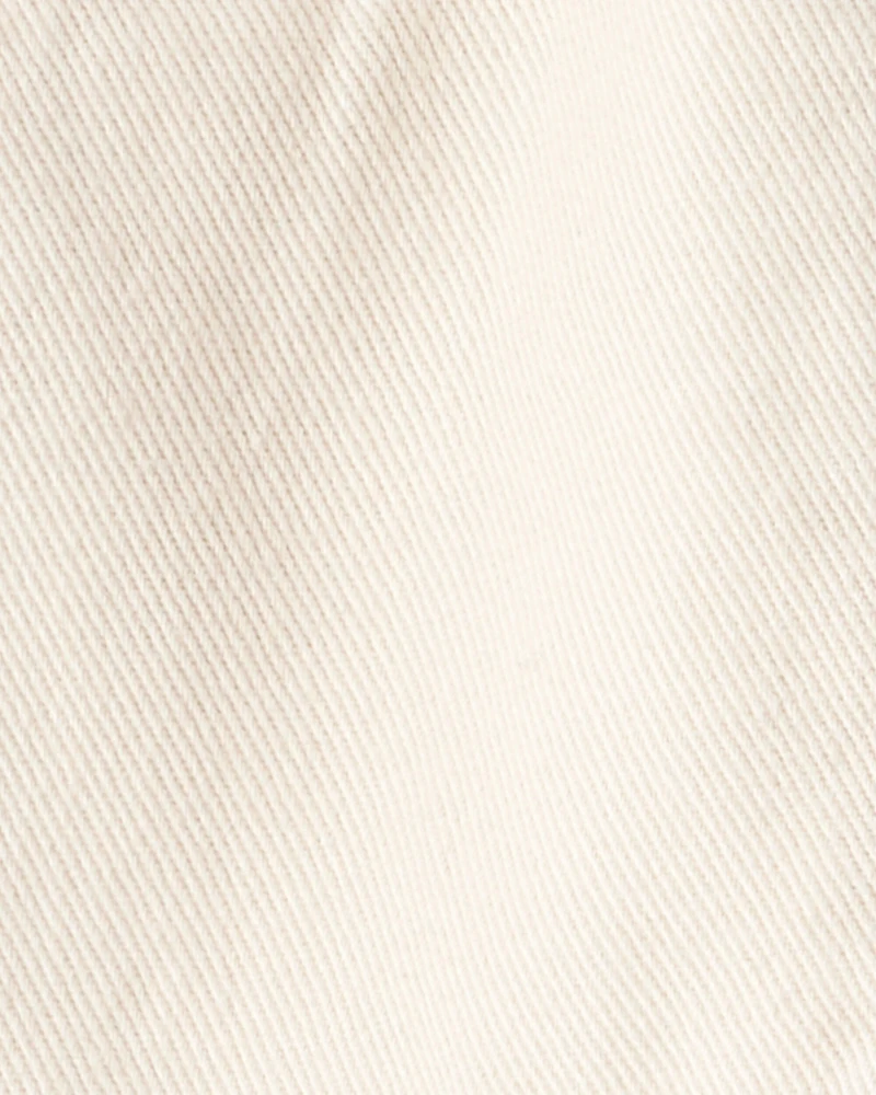 Baby Girl Cotton Cargo Joggers - Ivory