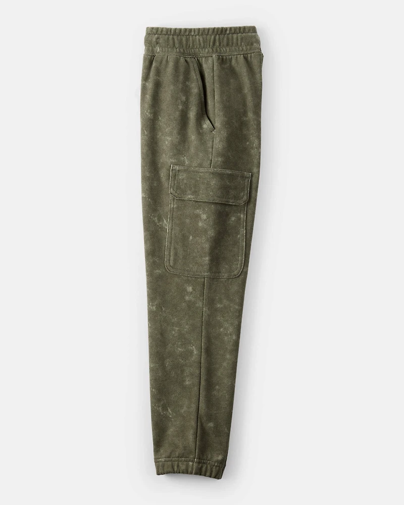 Boys Acid Wash Print French Terry Joggers - Green