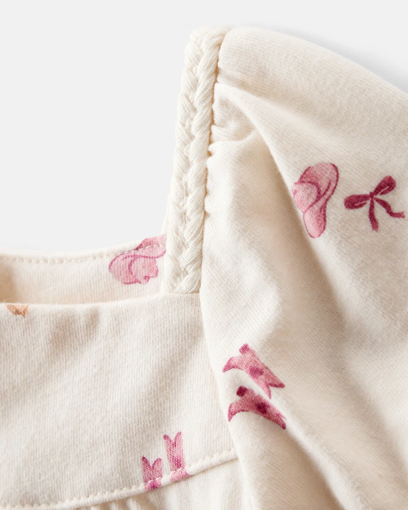 Baby Girl 2-Piece Cowgirl Print Bodysuit & Cotton Skort Set - Cream/Pink