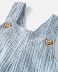 Toddler Organic Cotton Gauze Shortalls Seal Blue