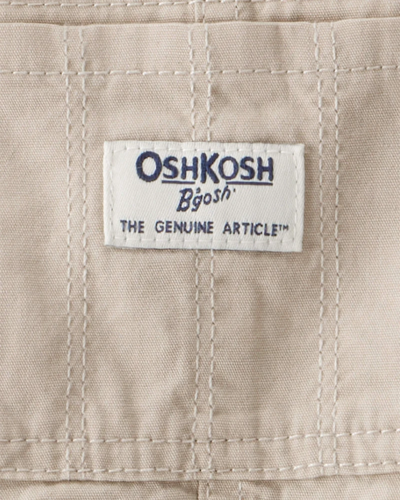 Baby Lightweight Floral-Lined Canvas Overalls  - Khaki