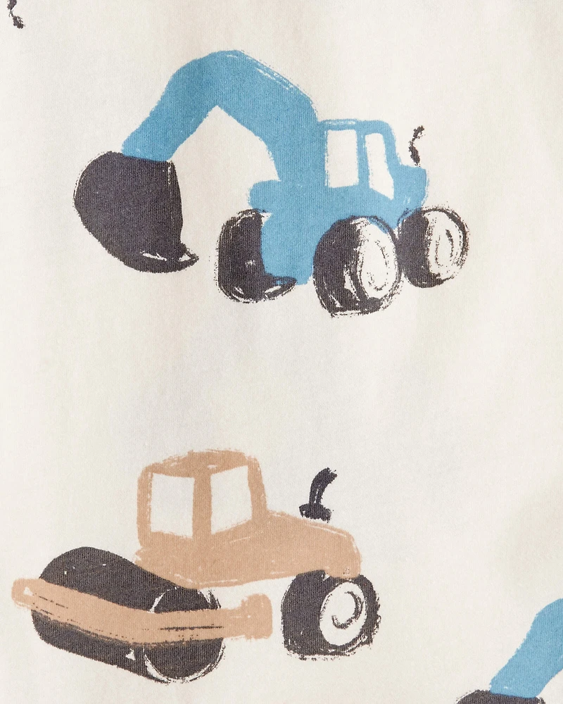 Toddler Boy Construction Print Short-Sleeve Tee - Cream
