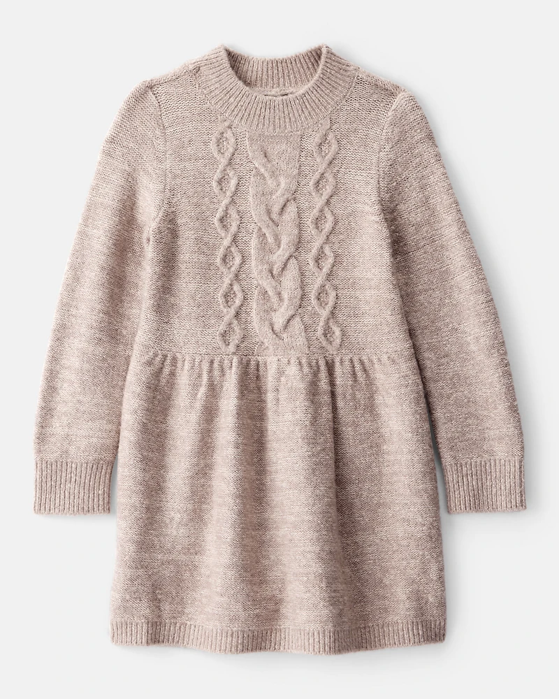 Toddler Girl Sweater Knit Long-Sleeve Dress - Brown