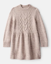 Toddler Girl Sweater Knit Long-Sleeve Dress - Brown