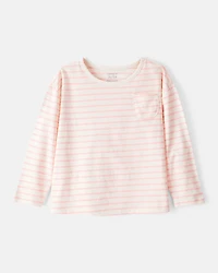 Toddler Girl 2-Piece Striped Long-Sleeve Top & Solid Stretch Leggings Set - Pink/Ivory