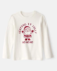 Toddler Boy Christmas Keeping It Jolly Santa Long-Sleeve Graphic Tee - White