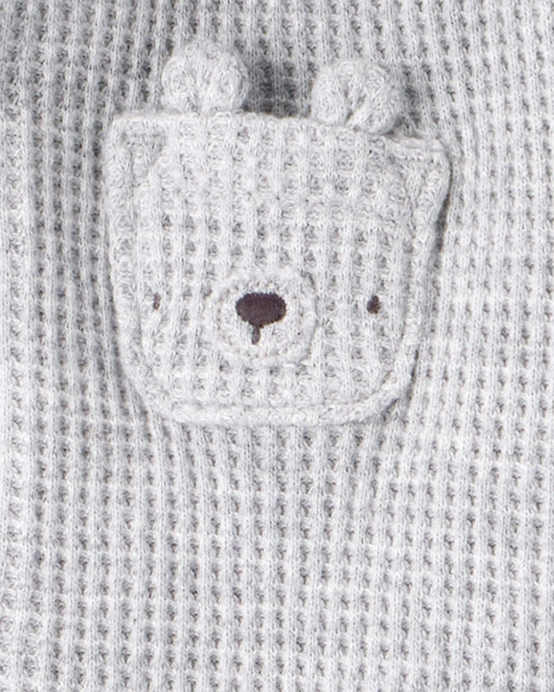 Baby Boy 3-Piece Thermal Bear Little Cardigan Set - Grey/Green