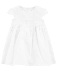 Baby Girl Textured Babydoll Dress - White