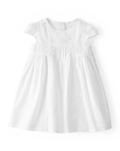 Baby Girl Textured Babydoll Dress - White