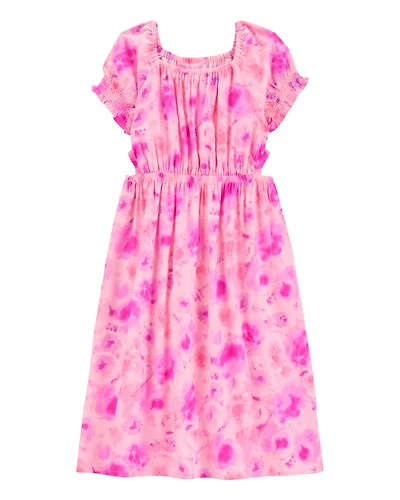 Kid Cloud-Dye Linen Look-Alike Maxi Dress- Pink