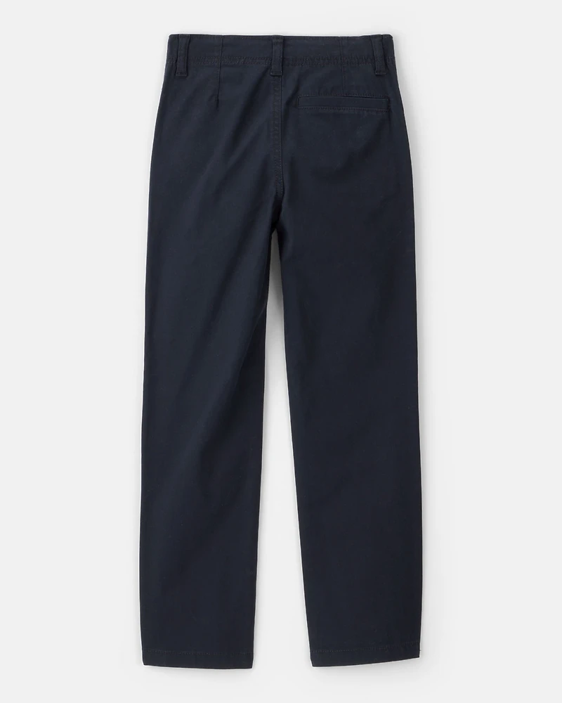 Boys Flat Front Fashion Pants - Navy
