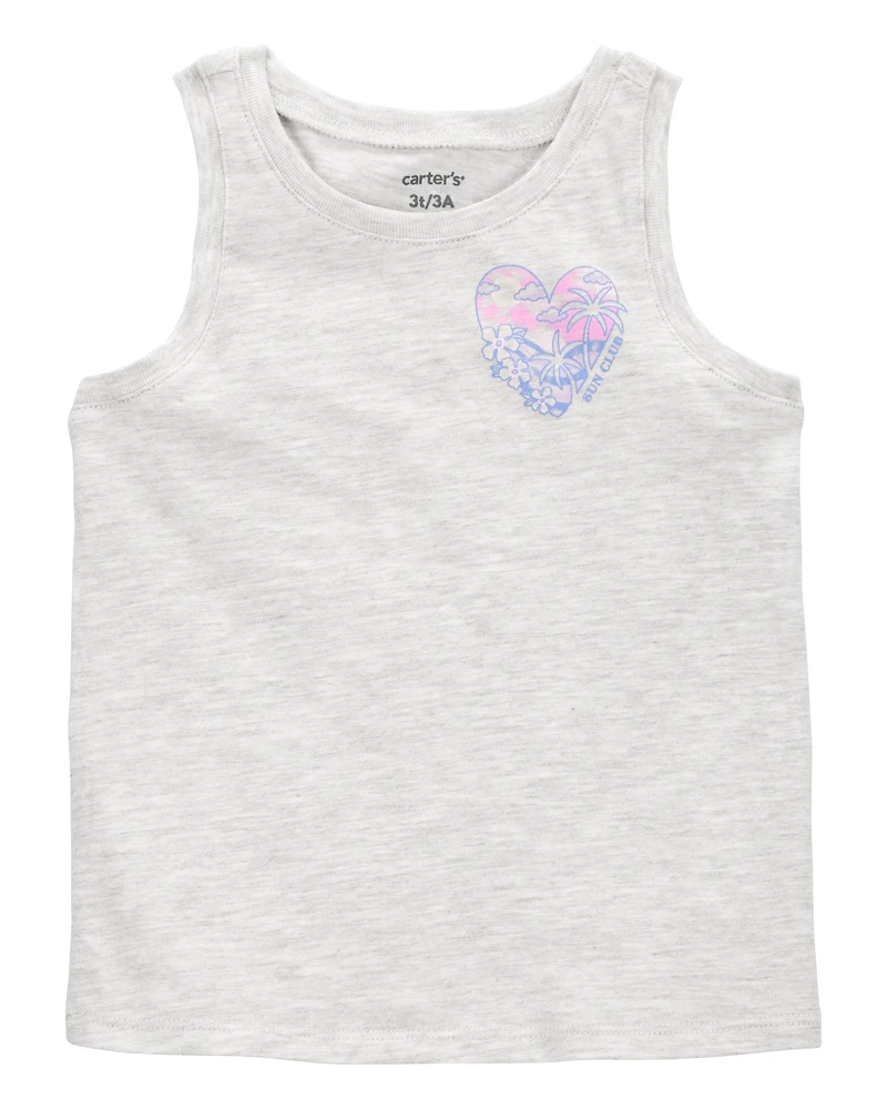 Toddler Heart "Sun Club" Muscle Tank - Heather Grey